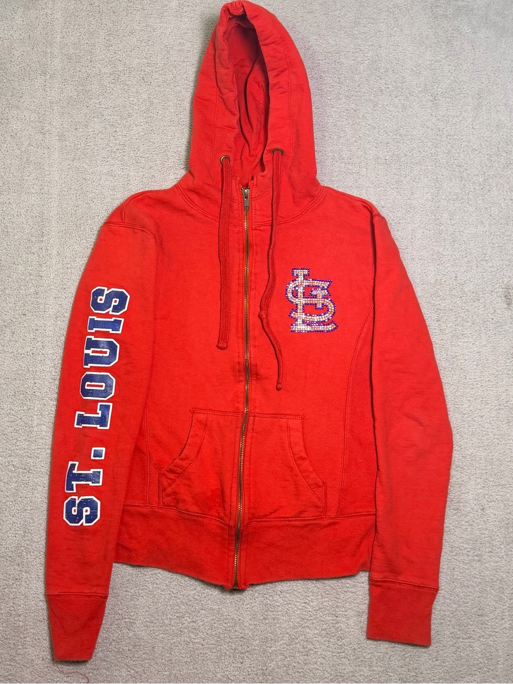 Campus Lifestyle STL Cardinals Hoodie Full Zip Women’s Small Red Rhinestone